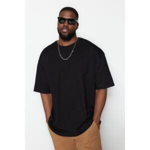 Trendyol Black Men's Plus Size Oversize/Wide Cut Comfortable Basic 100% Cotton Crew Neck T-Shirt