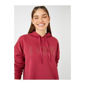 Koton Ebru Şallı Loves Sports - Warm, Soft Textured Inside, Staple Slogan Printed Sweatshirt