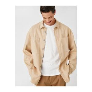 Koton Basic Shirt Jacket Button Detailed Pocket Classic Collar