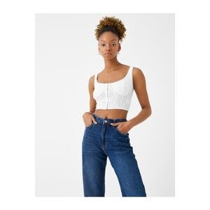 Koton Embroidery Crop Undershirt with Strap U Neck