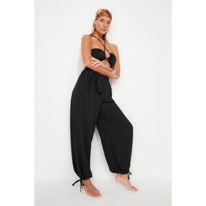 Trendyol Black Belted Woven Gathered Trousers