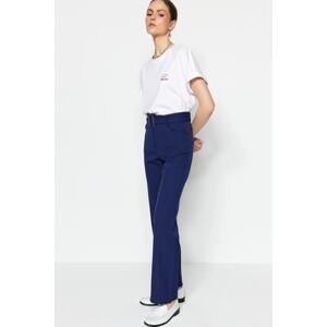 Trendyol Navy Blue Belted Straight Cut Woven Trousers
