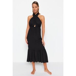 Trendyol Black Midi Woven Cross-Tie Beach Dress