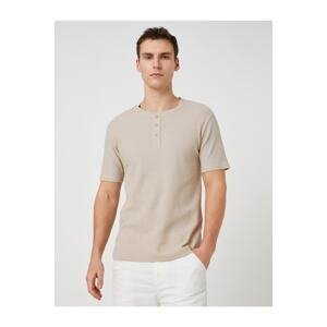 Koton Basic T-Shirt Big Collar Buttoned Slim Fit Short Sleeve