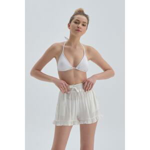 Dagi White Frilly Viscose Shorts