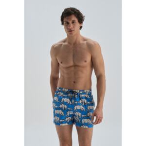 Dagi Turquoise Micro Short Rhino Patterned Marine Shorts