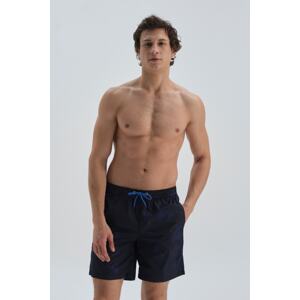 Dagi Navy Blue Micro Medium Sailboat Patterned Shorts