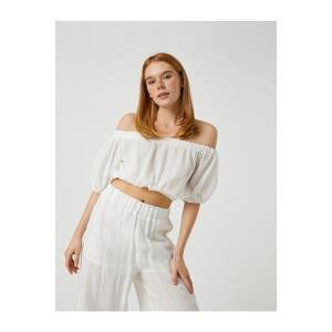 Koton Crop Blouse Off Shoulder Balloon Sleeves