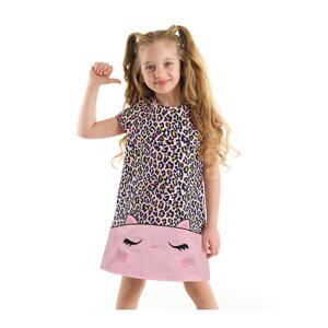 Denokids Girls' Cat Leopard Woven Pink Dress
