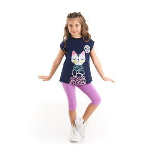 Mushi Jungle Cat Girl Kids T-shirt Lilac Leggings Suit