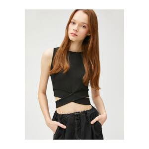 Koton Crop Ribbed Athlete Crew Neck Waist Detailed