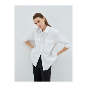 Koton Oversize Cotton Shirt Pocket Detailed