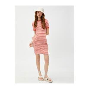 Koton Striped Mini Dress Short Sleeve Crew Neck