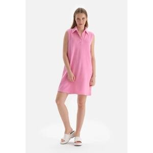 Dagi Pink Sleeveless Polo Neck Towel Dress