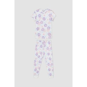 DEFACTO Girl Patterned Short Sleeve Pajamas Set