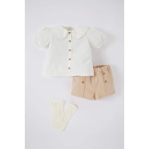 DEFACTO Baby Girl Baby Collar Twill 3-Piece Set