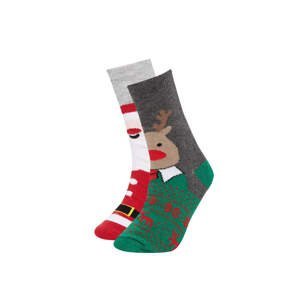 DEFACTO Boys Christmas Themed Cotton 2-Pack Long Socks