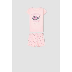 DEFACTO Girl Regular Fit Short Sleeve Printed Pyjama Set