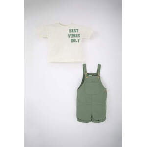 DEFACTO Baby Boy Crew Neck Slogan Printed Combed Cotton 2-Pack Set