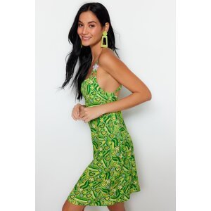 Trendyol Floral Patterned Mini Woven Backless Beach Dress