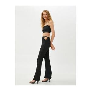 Koton Spanish Leg Pants with Window Detail with a Slit.