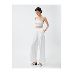 Koton Wide Leg Trousers with Pockets and Elastic Waist