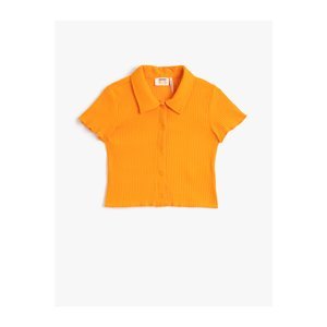 Koton Polo T-Shirt Short Sleeve Snap Buttons Cotton Ribbed