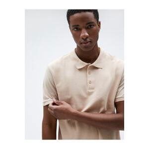 Koton T-Shirt with a Collar Neck Short Sleeves, Slim Fit Cotton