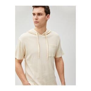 Koton Basic Hooded T-Shirt Short Sleeve Textured Pocket Detail Cotton