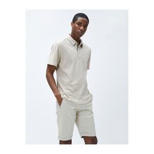 Koton Polo Neck T-Shirt Textured Buttoned Short Sleeve Cotton