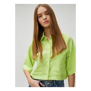 Koton Standard Shirt Collar Solid Green Women's Shirts 3sal60006iw