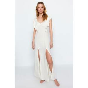 Trendyol Ecru Maxi Woven Ruffled Beach Dress