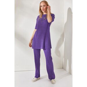 Olalook Women's Purple Short Sleeve Tops and Bottoms Lycra Suit