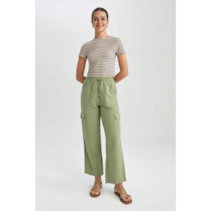 DEFACTO Straight Fit Linen Normal Waist Trousers