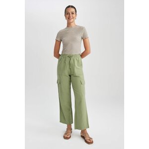 DEFACTO Straight Fit Linen Normal Waist Trousers