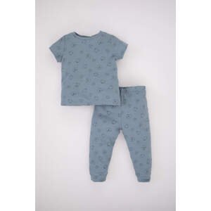 DEFACTO Baby Boy Ribbed Camisole Organic Cotton Short Sleeve 2-Pajama Set