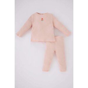 DEFACTO Baby Girl Crew Neck Embroidered Corduroy Camisole 2 Pajamas