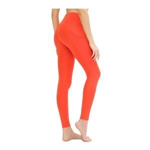 LOS OJOS Women's Orange High Waist Double Pocket Leggings