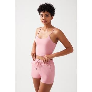 LOS OJOS Women's Pink Pocket Elastic Waist Basic Fit Sports