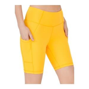 LOS OJOS Women's Yellow High Waist Compression Double Pocket