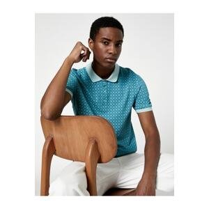 Koton Polo T-Shirt Geometric Printed Slim Fit Buttoned Short Sleeve