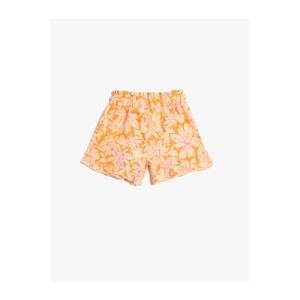 Koton Shorts Linen Blend Floral Elastic Waist