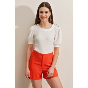 Bigdart 0468 Button Detailed Knitted Blouse - White