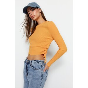 Trendyol Orange Side Gathered Detail Knitwear Sweater