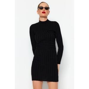 Trendyol Black Mini Knitwear High Collar Dress