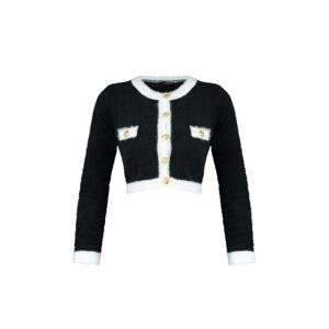 Trendyol Black Super Crop Feather Knitwear Cardigan