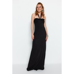 Trendyol Black Fitted Knitted Long Evening Evening Dress