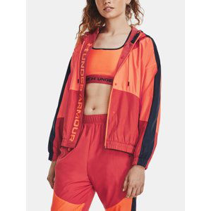 Under Armour Bunda UA Rush Woven FZ Jacket-RED - Dámské