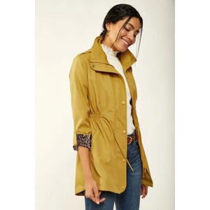 Bigdart 10322 Gathered Waist Trench Coat - Mustard