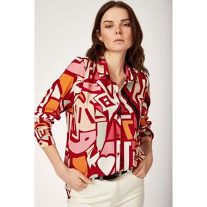 Bigdart 3721 Graphic Patterned Shirt - Burgundy